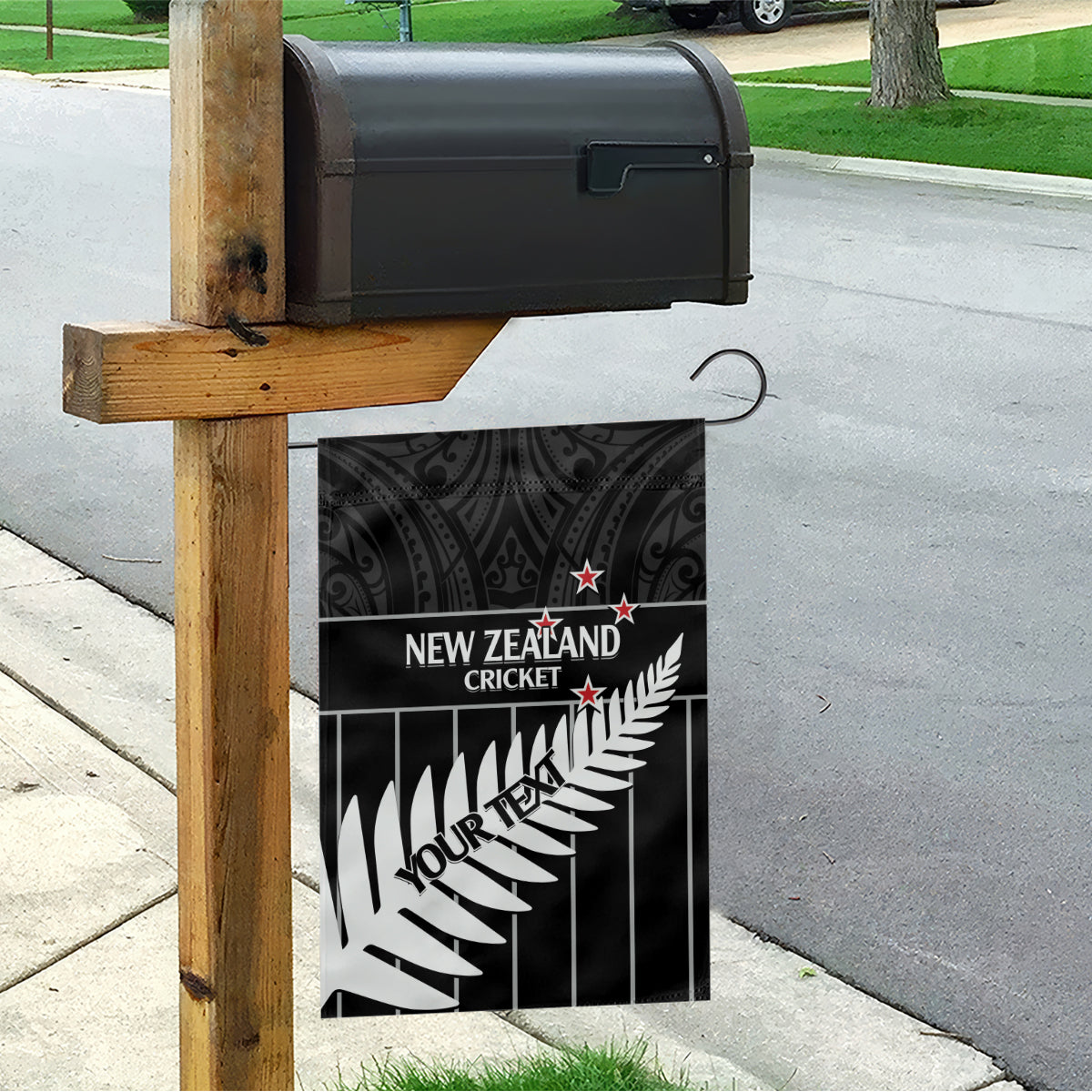 Custom New Zealand Silver Fern Cricket Garden Flag Aotearoa Maori Go Black Cap