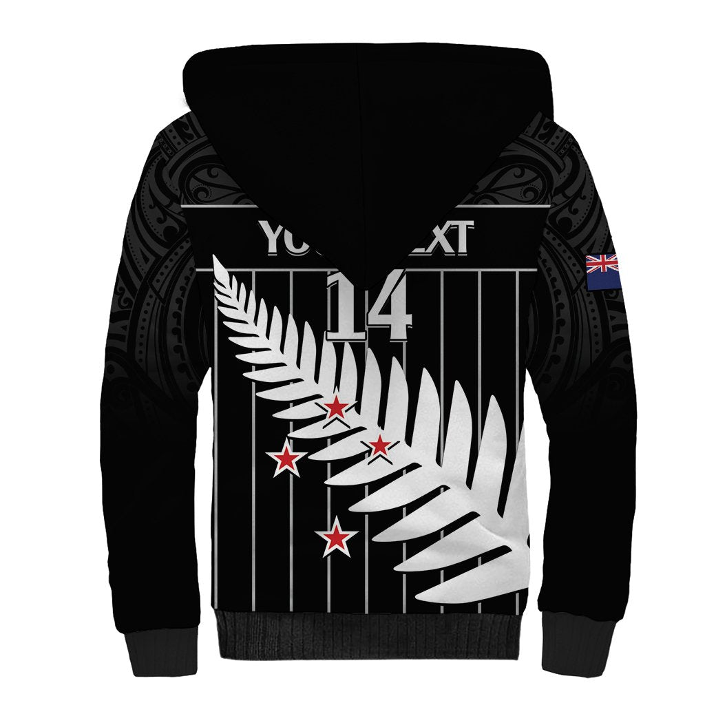 Custom New Zealand Silver Fern Cricket Sherpa Hoodie Aotearoa Maori Go Black Cap LT14 - Polynesian Pride
