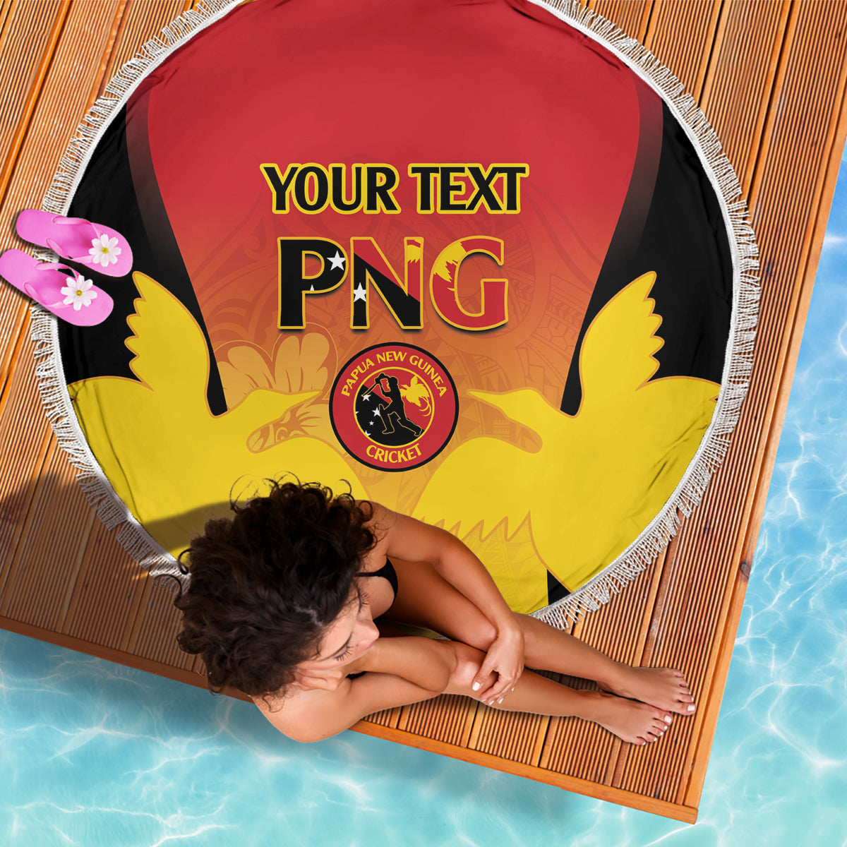 Custom Papua New Guinea Cricket Beach Blanket 2024 Go PNG