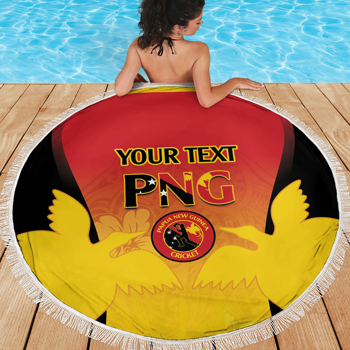 Custom Papua New Guinea Cricket Beach Blanket 2024 Go PNG