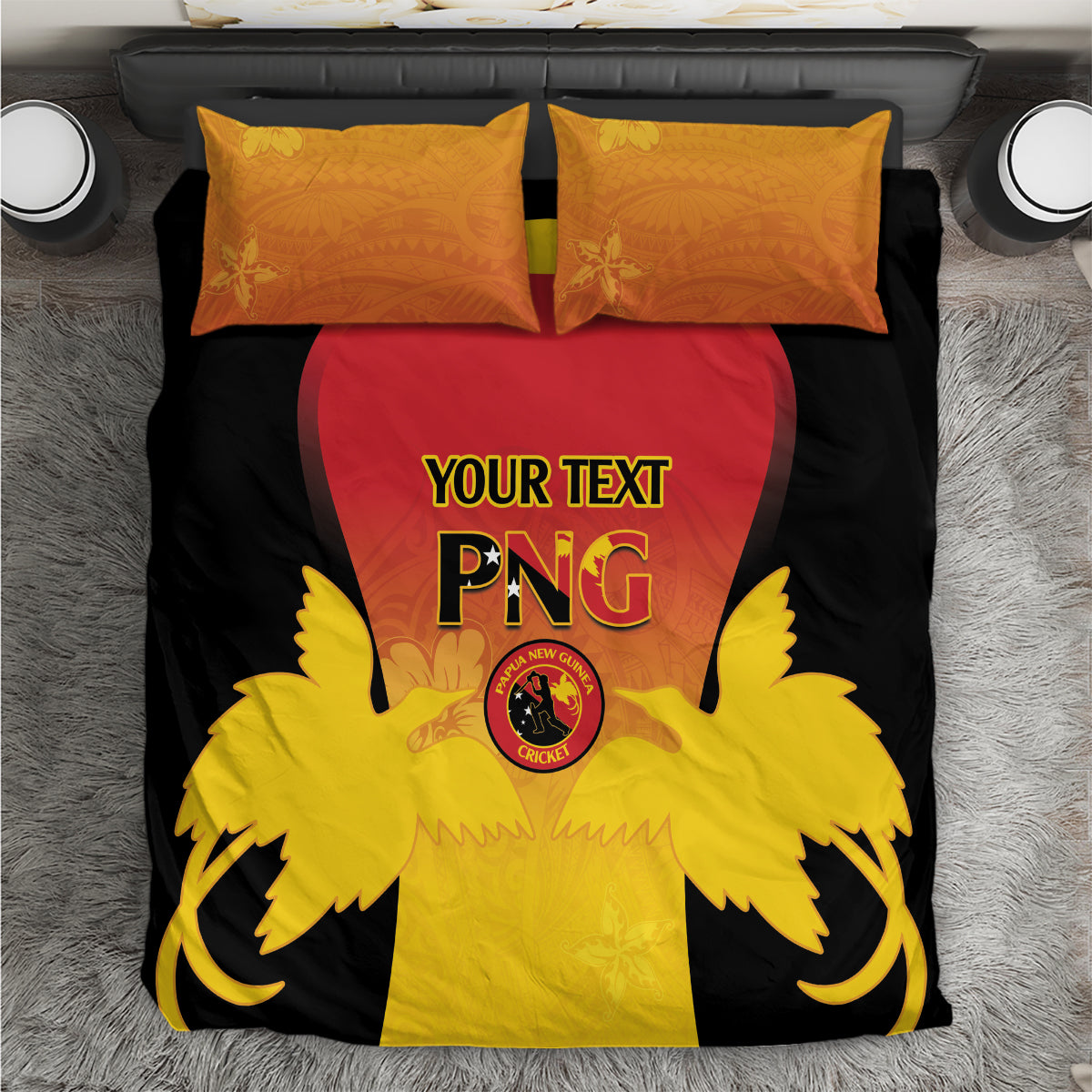 Custom Papua New Guinea Cricket Bedding Set 2024 Go PNG