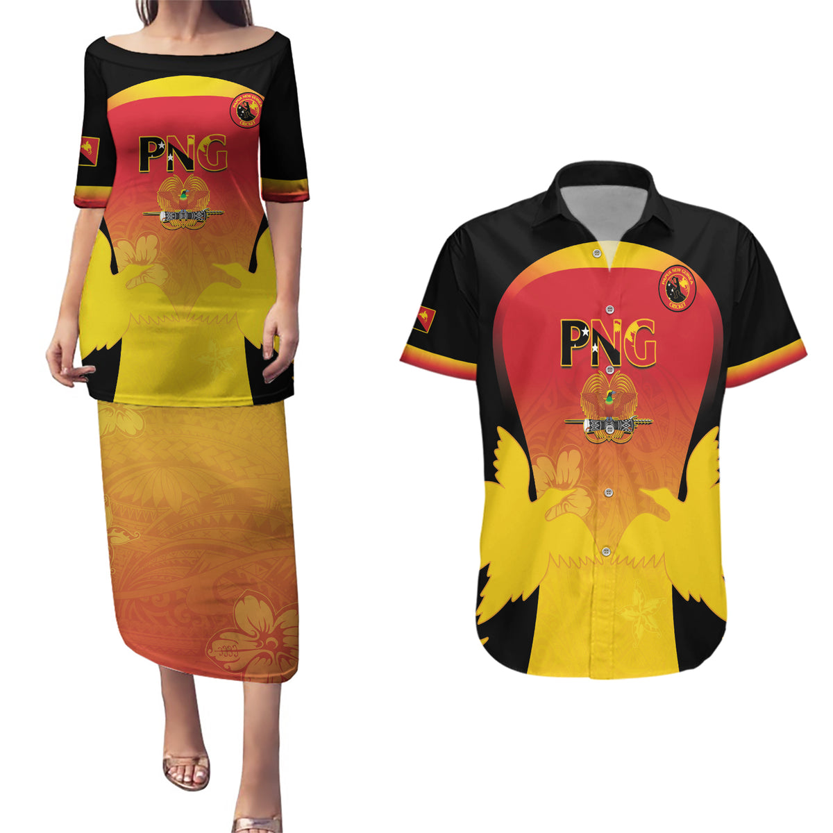 Custom Papua New Guinea Cricket Couples Matching Puletasi and Hawaiian Shirt 2024 Go PNG