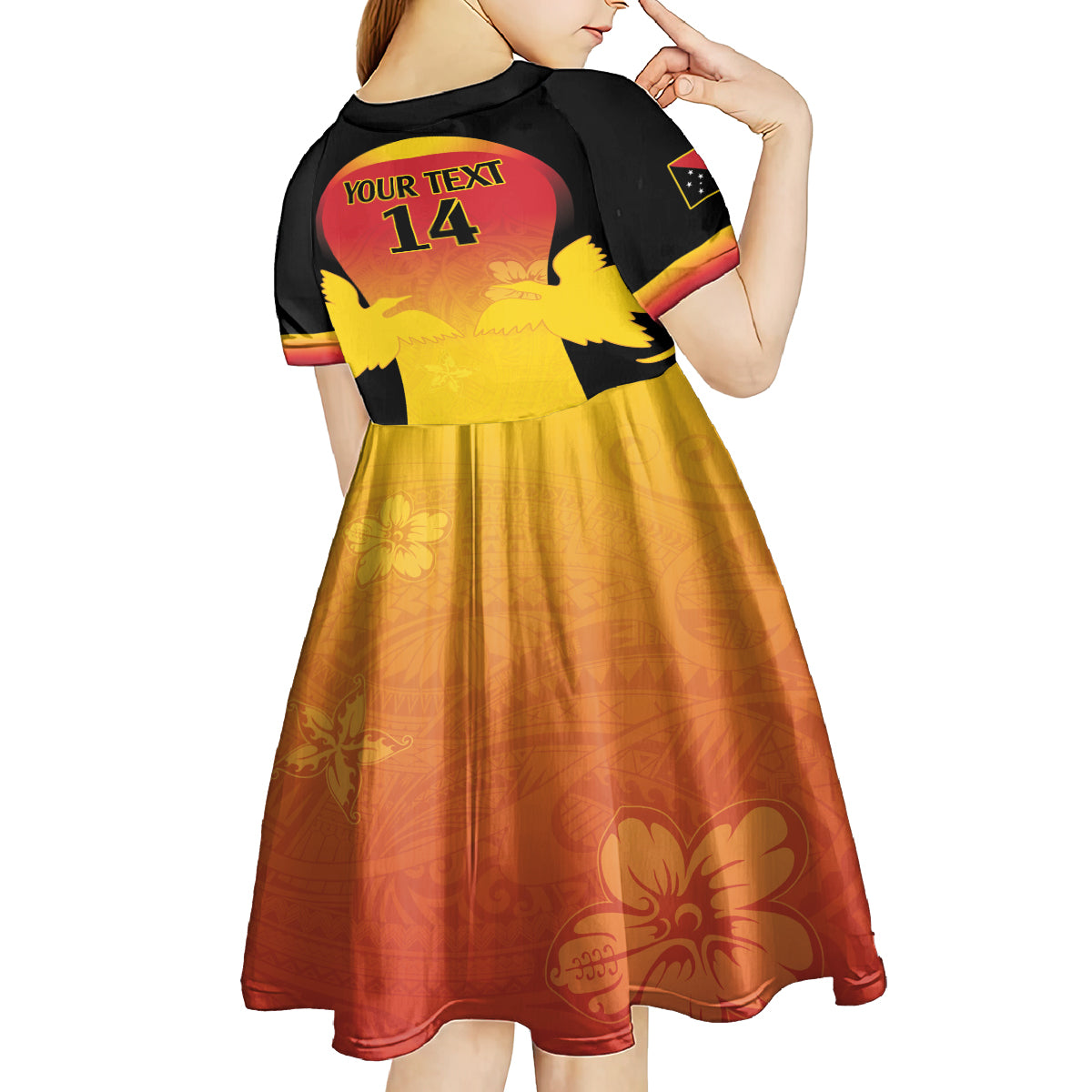 Custom Papua New Guinea Cricket Kid Short Sleeve Dress 2024 Go PNG