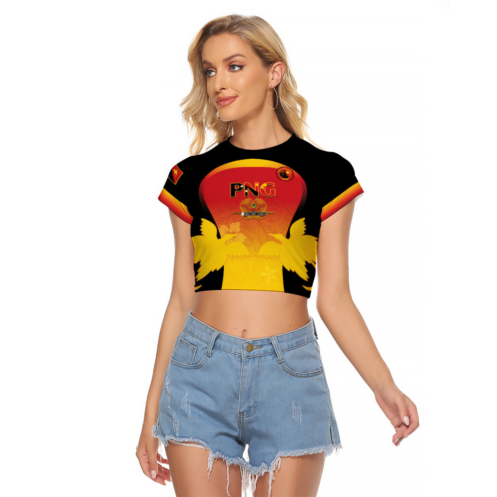 Custom Papua New Guinea Cricket Raglan Cropped T Shirt 2024 Go PNG