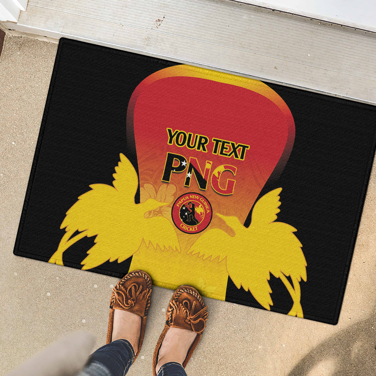 Custom Papua New Guinea Cricket Rubber Doormat 2024 Go PNG