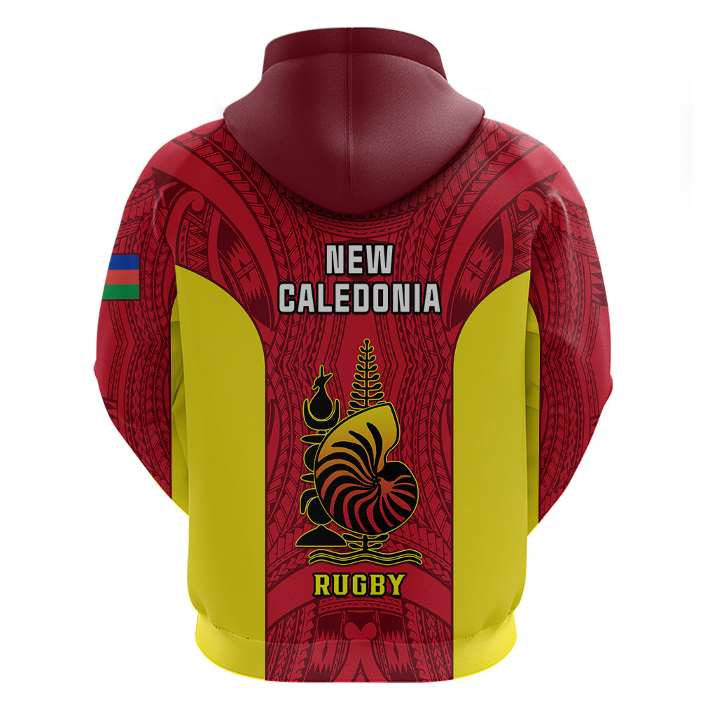 New Caledonia Rugby Hoodie Coat of Arms Mix Polynesian Pattern LT14 - Polynesian Pride