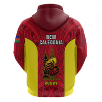 New Caledonia Rugby Hoodie Coat of Arms Mix Polynesian Pattern LT14 - Polynesian Pride