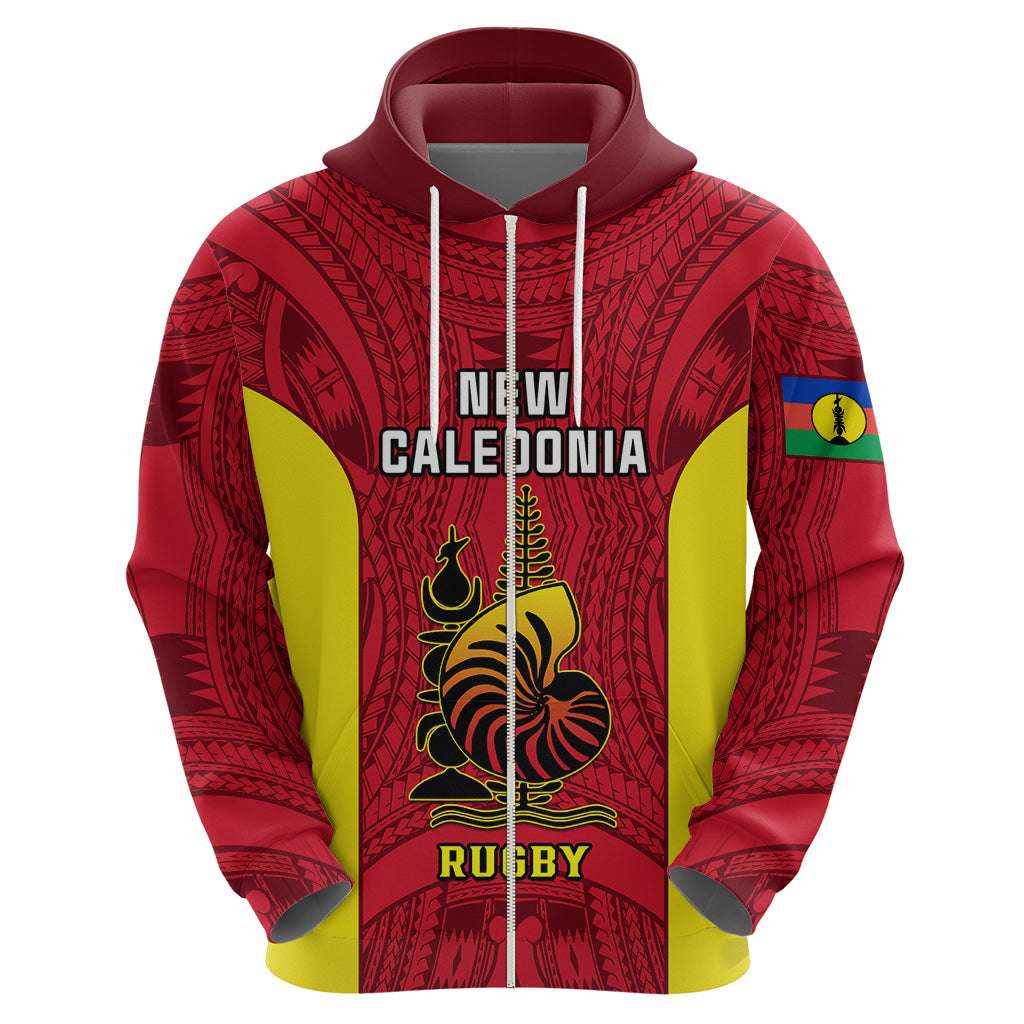 Custom New Caledonia Rugby Hoodie Coat of Arms Mix Polynesian Pattern LT14 - Polynesian Pride