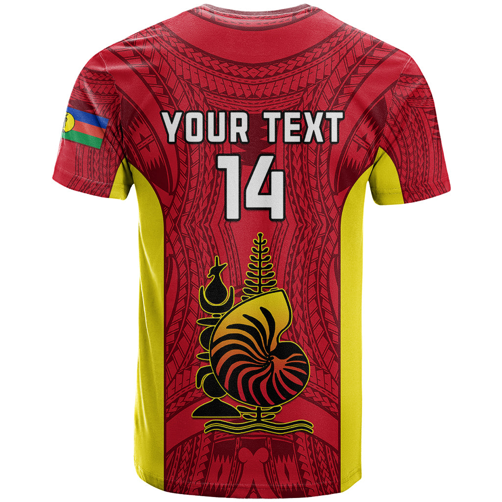 Custom New Caledonia Rugby T Shirt Coat Of Arms Mix Polynesian Pattern LT14 - Polynesian Pride