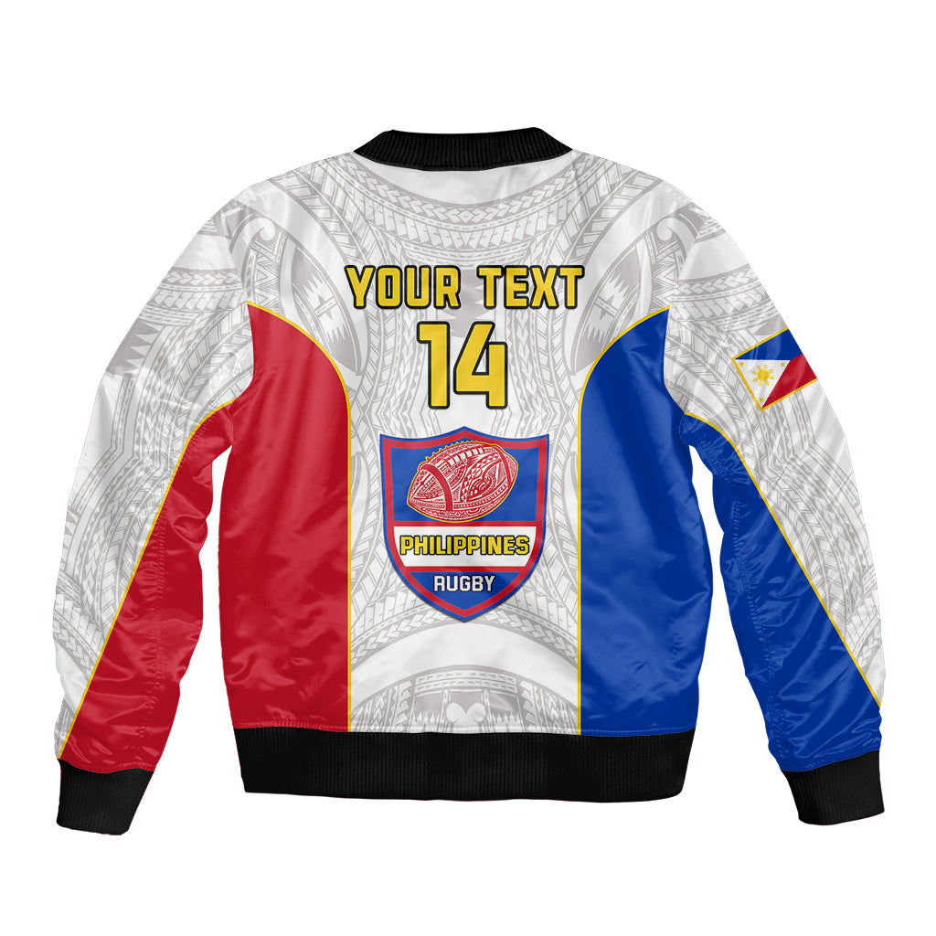 Personalised Philippines Rugby Sleeve Zip Bomber Jacket Pacific Pilipinas Go Tamaraws LT14 - Polynesian Pride
