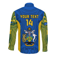 Personalised Solomon Islands Rugby Long Sleeve Button Shirt Pacific Go Solies LT14 - Polynesian Pride