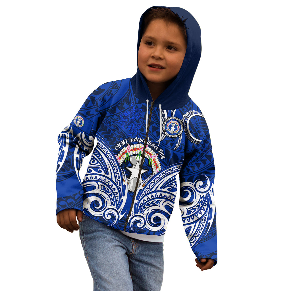 Personalised Independence Day CNMI Kid Hoodie Northern Mariana Islands Tribal Tattoo Pattern LT14 - Polynesian Pride