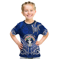 Personalised Independence Day CNMI Kid T Shirt Northern Mariana Islands Tribal Tattoo Pattern LT14 Blue - Polynesian Pride