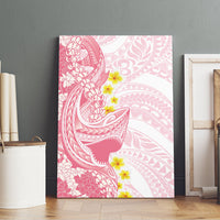 Pink Hawaii Shark Tattoo Canvas Wall Art Puakenikeni Lei Plumeria Polynesian Pattern