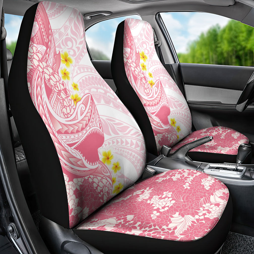 Pink Hawaii Shark Tattoo Car Seat Cover Puakenikeni Lei Plumeria Polynesian Pattern LT14 - Polynesian Pride