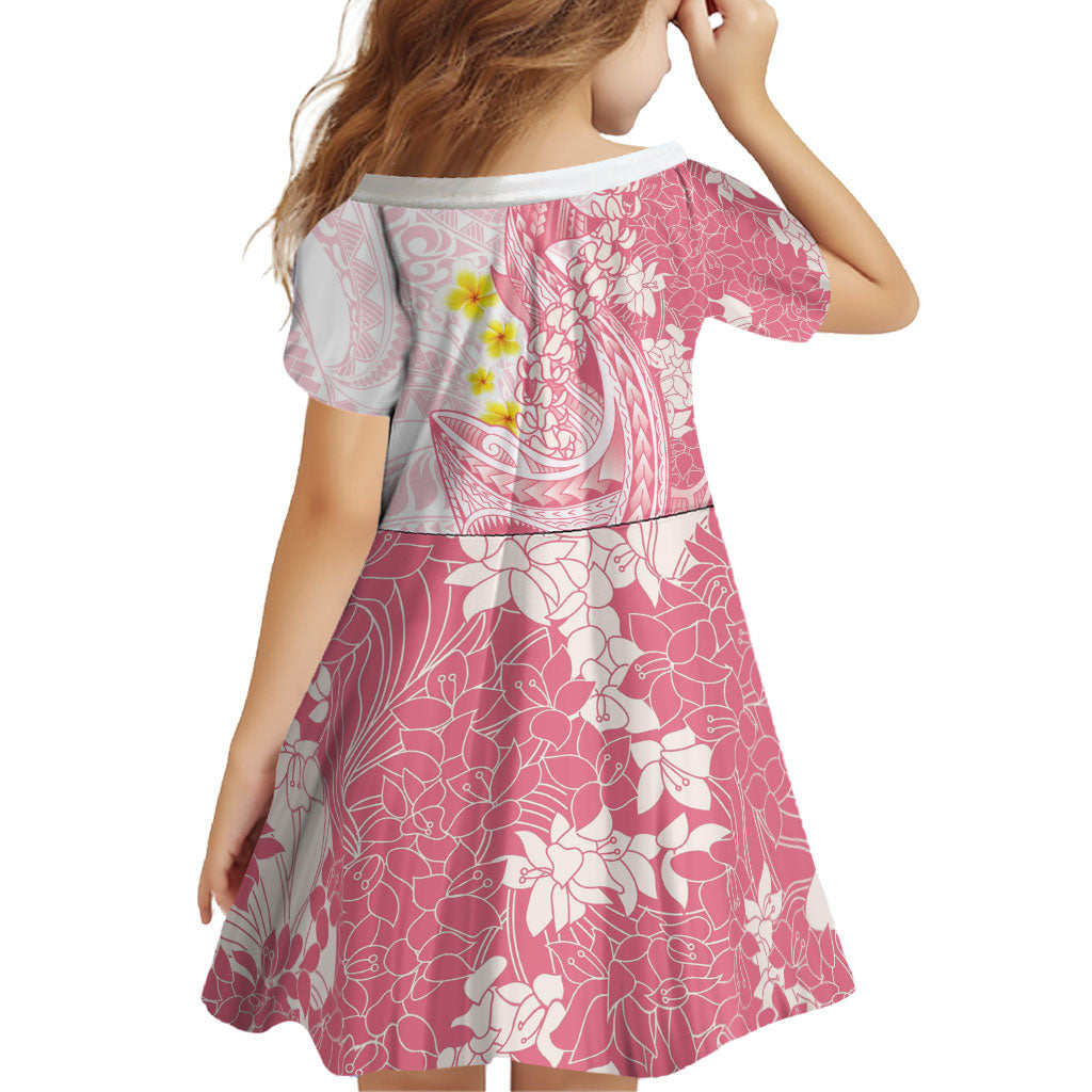 Pink Hawaii Shark Tattoo Family Matching Off Shoulder Short Dress and Hawaiian Shirt Puakenikeni Lei Plumeria Polynesian Pattern LT14 - Polynesian Pride