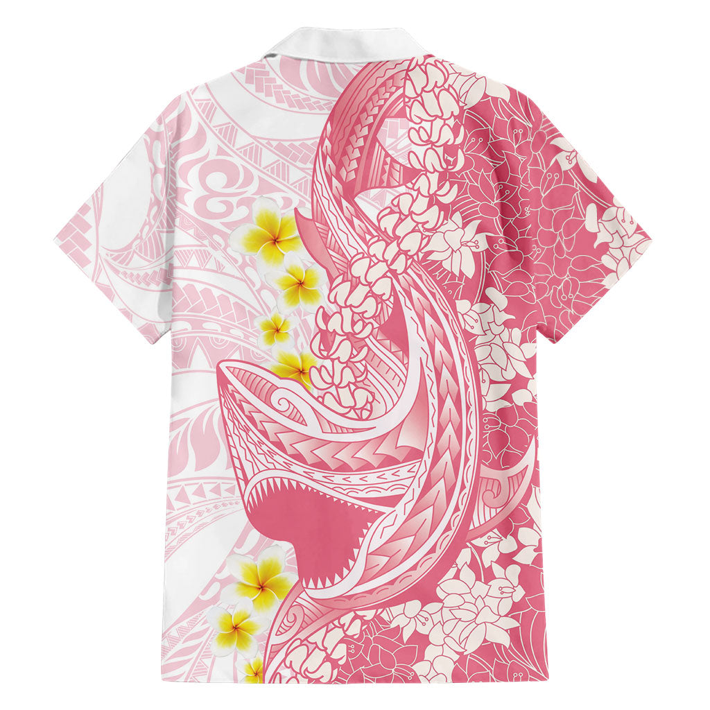 Pink Hawaii Shark Tattoo Family Matching Puletasi and Hawaiian Shirt Puakenikeni Lei Plumeria Polynesian Pattern LT14 - Polynesian Pride
