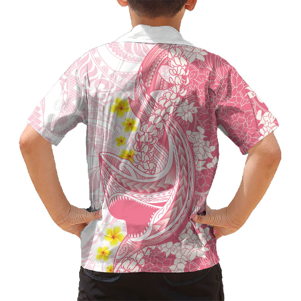 Pink Hawaii Shark Tattoo Family Matching Tank Maxi Dress and Hawaiian Shirt Puakenikeni Lei Plumeria Polynesian Pattern LT14 - Polynesian Pride