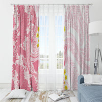 Pink Hawaii Shark Tattoo Window Curtain Puakenikeni Lei Plumeria Polynesian Pattern