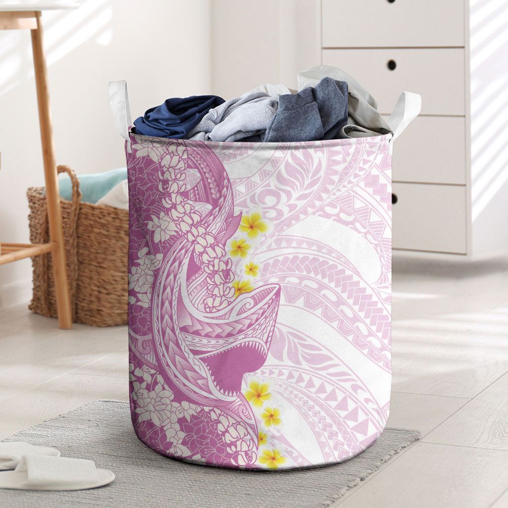 Purple Hawaii Shark Tattoo Laundry Basket Puakenikeni Lei Plumeria Polynesian Pattern
