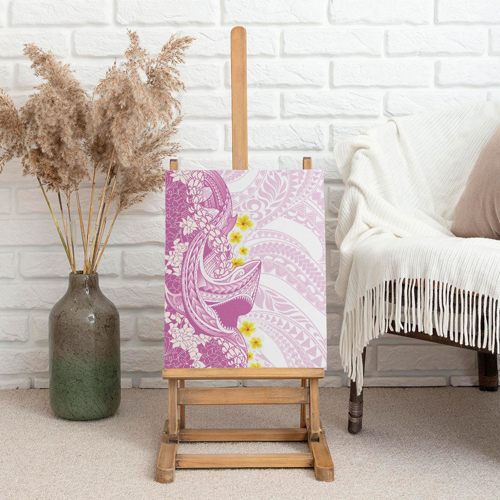 Purple Hawaii Shark Tattoo Canvas Wall Art Puakenikeni Lei Plumeria Polynesian Pattern