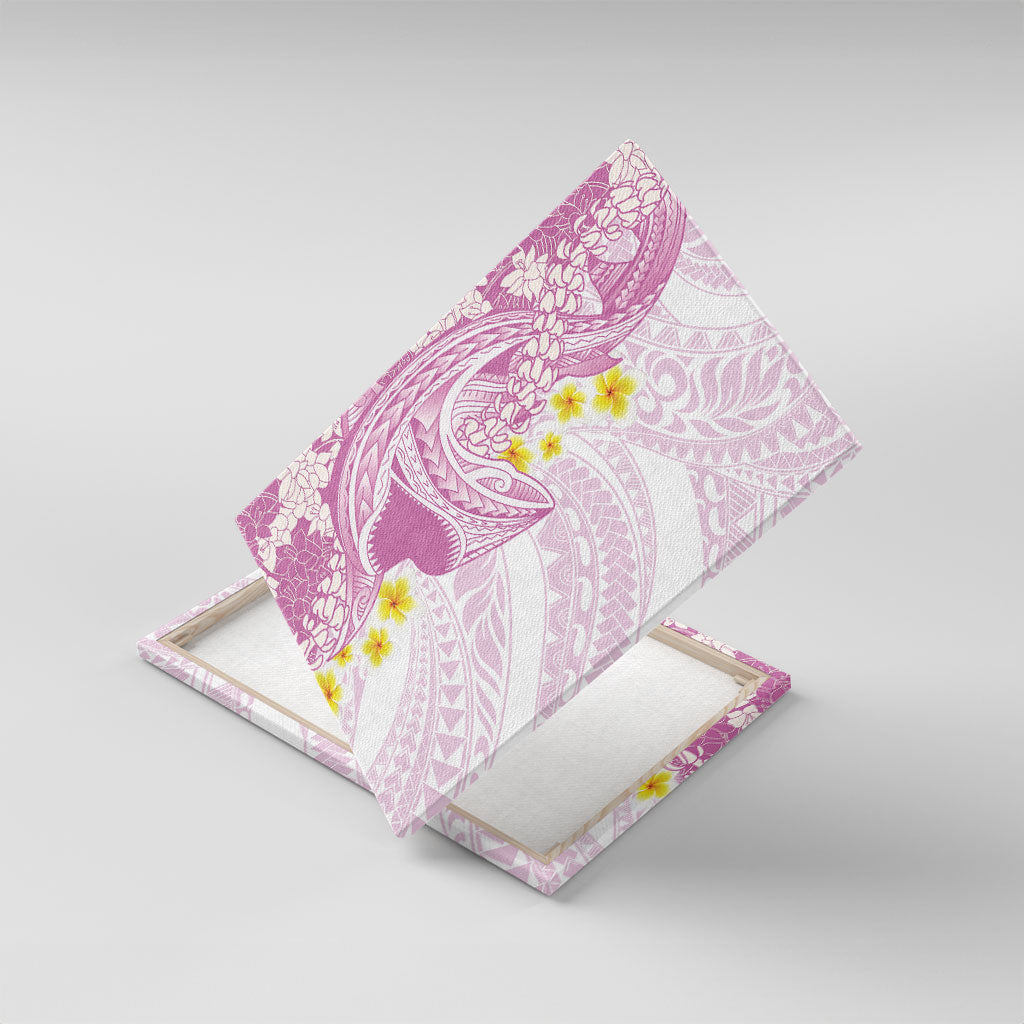 Purple Hawaii Shark Tattoo Canvas Wall Art Puakenikeni Lei Plumeria Polynesian Pattern