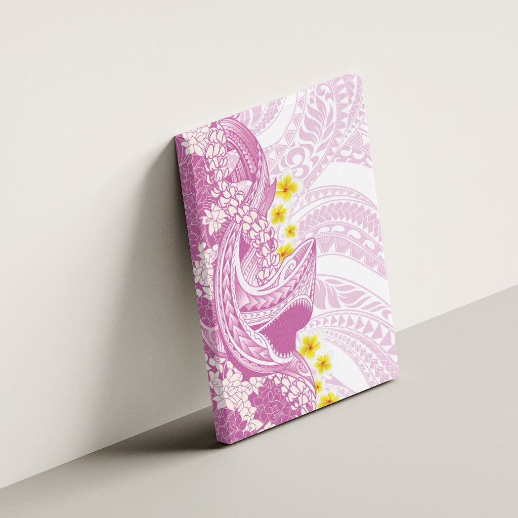 Purple Hawaii Shark Tattoo Canvas Wall Art Puakenikeni Lei Plumeria Polynesian Pattern