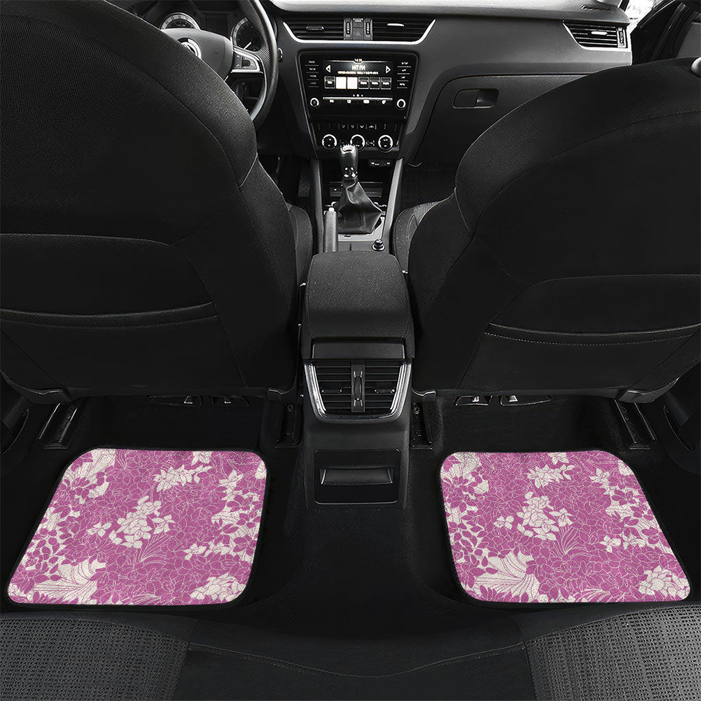 Purple Hawaii Shark Tattoo Car Mats Puakenikeni Lei Plumeria Polynesian Pattern