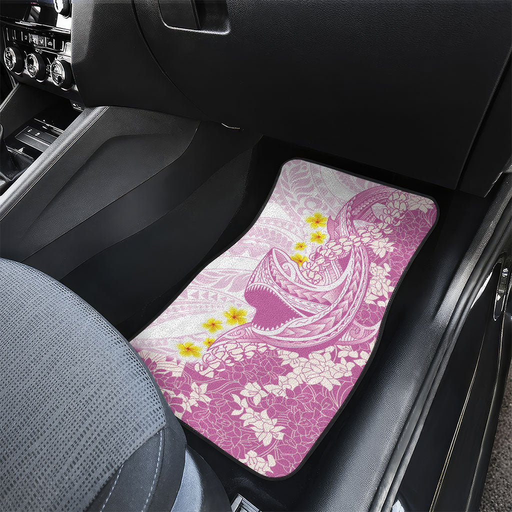 Purple Hawaii Shark Tattoo Car Mats Puakenikeni Lei Plumeria Polynesian Pattern