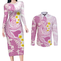 Purple Hawaii Shark Tattoo Couples Matching Long Sleeve Bodycon Dress and Long Sleeve Button Shirt Puakenikeni Lei Plumeria Polynesian Pattern LT14 Purple - Polynesian Pride