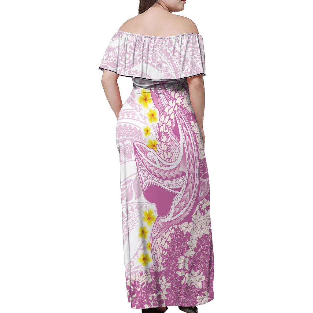 Purple Hawaii Shark Tattoo Family Matching Off Shoulder Maxi Dress and Hawaiian Shirt Puakenikeni Lei Plumeria Polynesian Pattern LT14 - Polynesian Pride