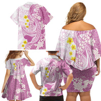 Purple Hawaii Shark Tattoo Family Matching Off Shoulder Short Dress and Hawaiian Shirt Puakenikeni Lei Plumeria Polynesian Pattern LT14 - Polynesian Pride