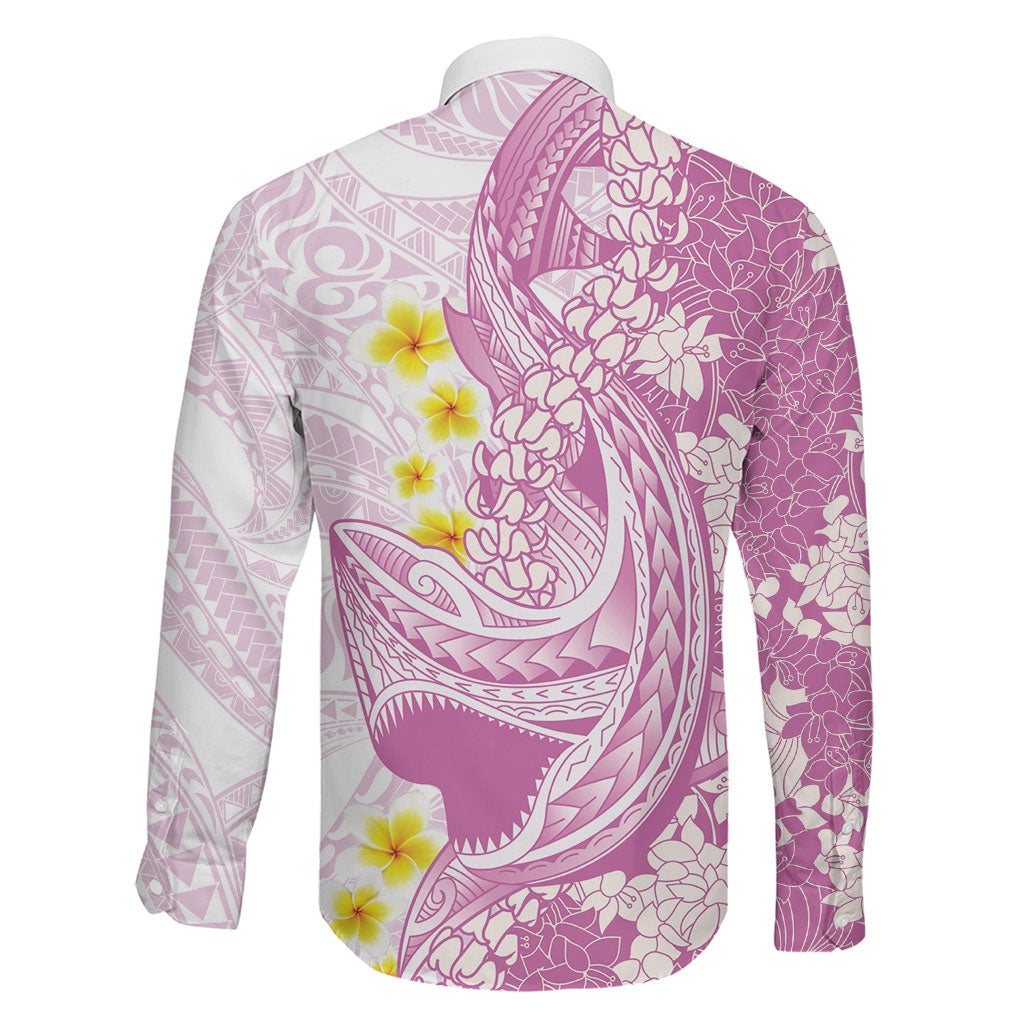 Purple Hawaii Shark Tattoo Family Matching Off Shoulder Short Dress and Hawaiian Shirt Puakenikeni Lei Plumeria Polynesian Pattern LT14 - Polynesian Pride