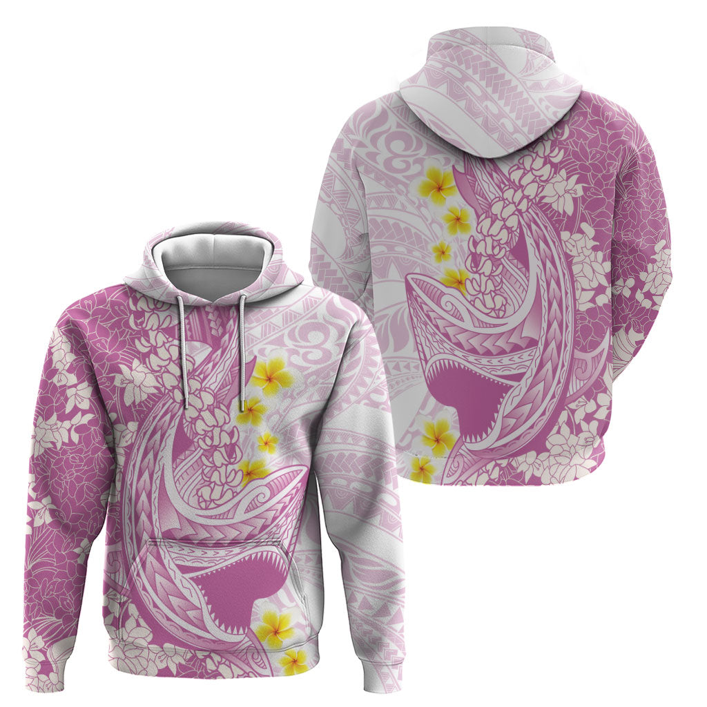 Purple Hawaii Shark Tattoo Hoodie Puakenikeni Lei Plumeria Polynesian Pattern
