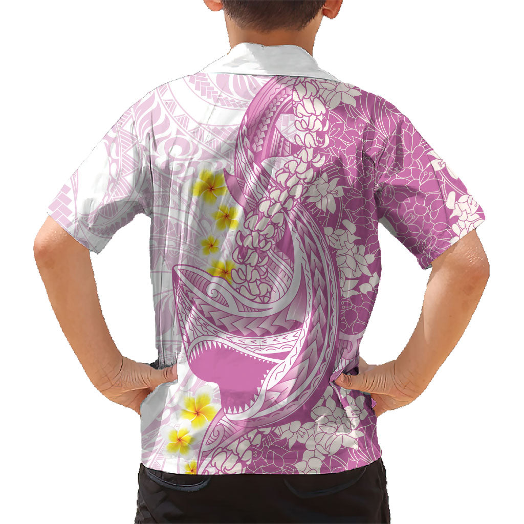Purple Hawaii Shark Tattoo Kid Hawaiian Shirt Puakenikeni Lei Plumeria Polynesian Pattern LT14 - Polynesian Pride