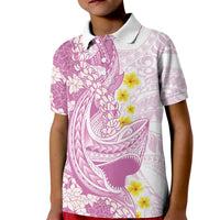 Purple Hawaii Shark Tattoo Kid Polo Shirt Puakenikeni Lei Plumeria Polynesian Pattern