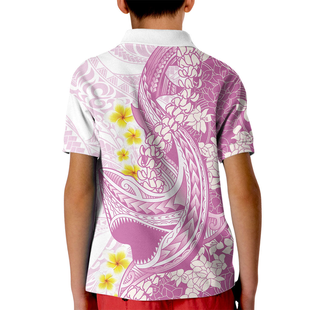 Purple Hawaii Shark Tattoo Kid Polo Shirt Puakenikeni Lei Plumeria Polynesian Pattern