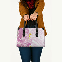 Purple Hawaii Shark Tattoo Leather Bag Puakenikeni Lei Plumeria Polynesian Pattern