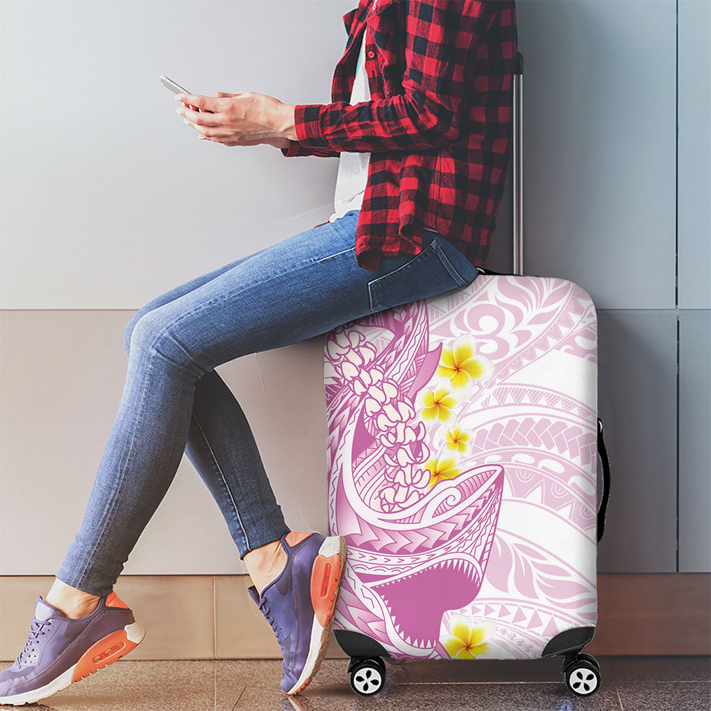 Purple Hawaii Shark Tattoo Luggage Cover Puakenikeni Lei Plumeria Polynesian Pattern