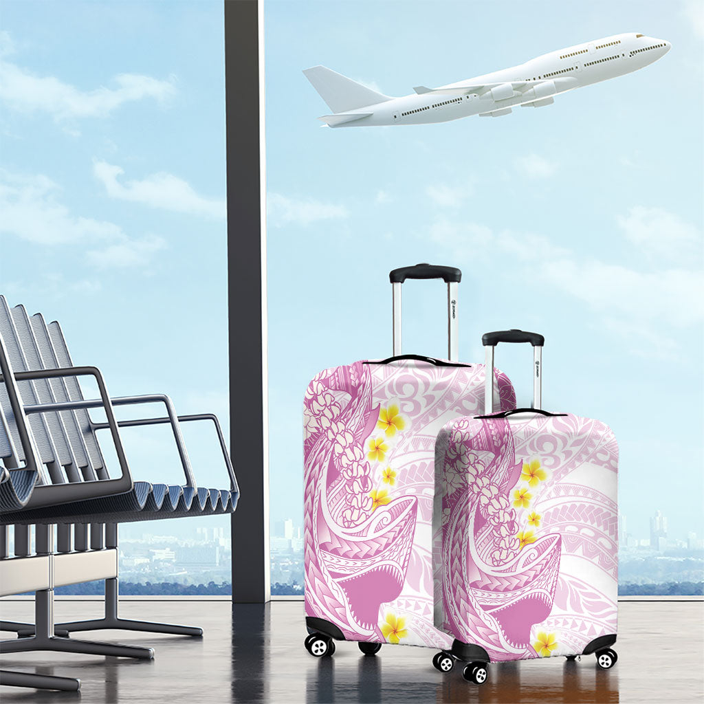 Purple Hawaii Shark Tattoo Luggage Cover Puakenikeni Lei Plumeria Polynesian Pattern