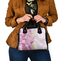 Purple Hawaii Shark Tattoo Shoulder Handbag Puakenikeni Lei Plumeria Polynesian Pattern