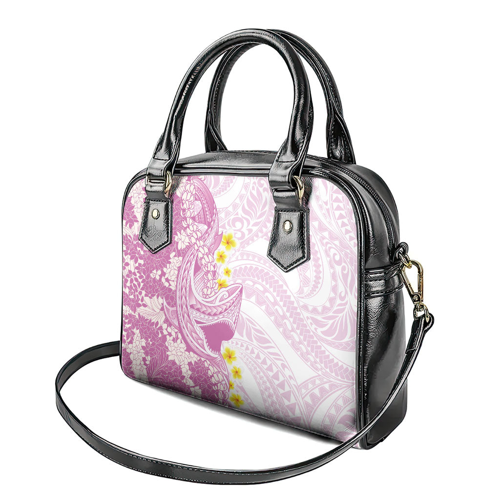 Purple Hawaii Shark Tattoo Shoulder Handbag Puakenikeni Lei Plumeria Polynesian Pattern