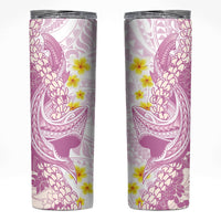 Purple Hawaii Shark Tattoo Skinny Tumbler Puakenikeni Lei Plumeria Polynesian Pattern