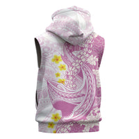 Purple Hawaii Shark Tattoo Sleeveless Hoodie Puakenikeni Lei Plumeria Polynesian Pattern
