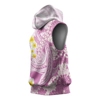 Purple Hawaii Shark Tattoo Sleeveless Hoodie Puakenikeni Lei Plumeria Polynesian Pattern