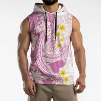 Purple Hawaii Shark Tattoo Sleeveless Hoodie Puakenikeni Lei Plumeria Polynesian Pattern