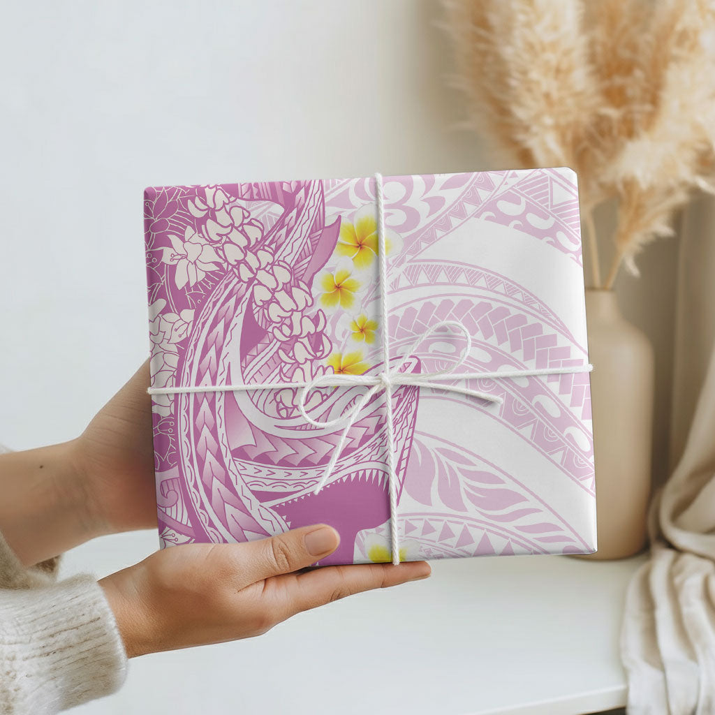 Purple Hawaii Shark Tattoo Wrapping Paper Puakenikeni Lei Plumeria Polynesian Pattern