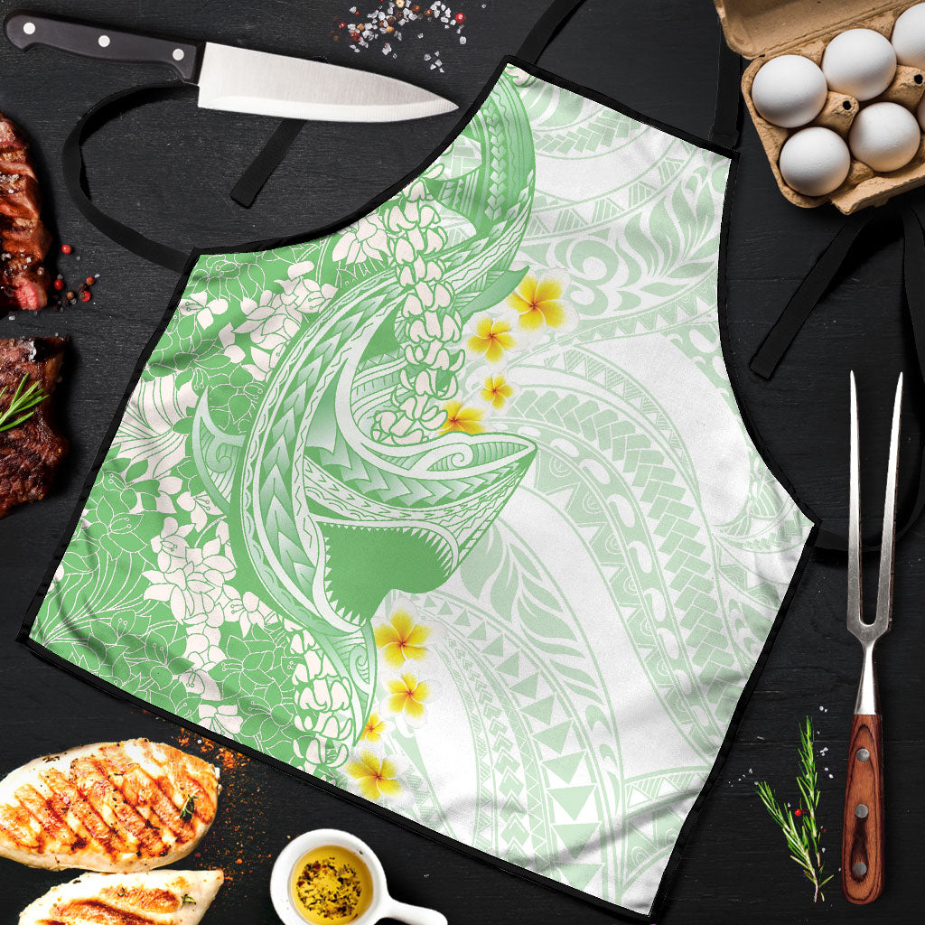 Green Hawaii Shark Tattoo Apron Puakenikeni Lei Plumeria Polynesian Pattern LT14 Green - Polynesian Pride