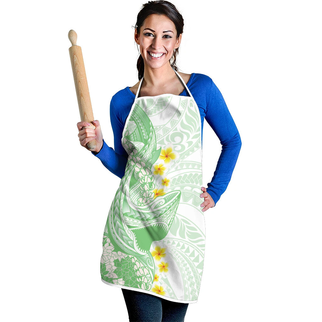 Green Hawaii Shark Tattoo Apron Puakenikeni Lei Plumeria Polynesian Pattern LT14 - Polynesian Pride