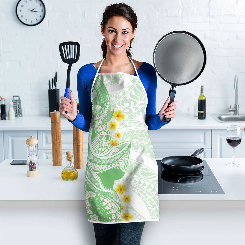 Green Hawaii Shark Tattoo Apron Puakenikeni Lei Plumeria Polynesian Pattern LT14 - Polynesian Pride